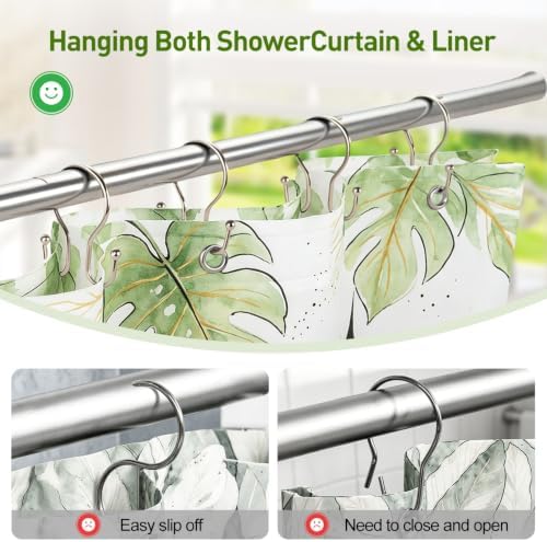 Resze 12PCS Shower Curtain Hooks, Sturdy Metal Nickel Shower Curtain Rings - Image 4