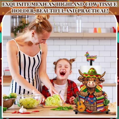 Chunful Cinco De Mayo Highland Cow Paper Towel Holder Mexican Taco Fiesta - Image 6