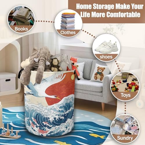 White Crane Laundry Baskets, Storage Basket - Image 3