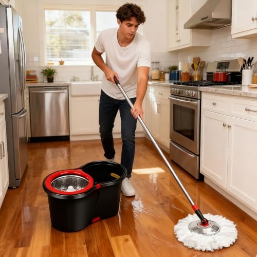 Spin Mop and Bucket with Wringer Set, 360°Rotating Head Mop Bucket System - Image 5