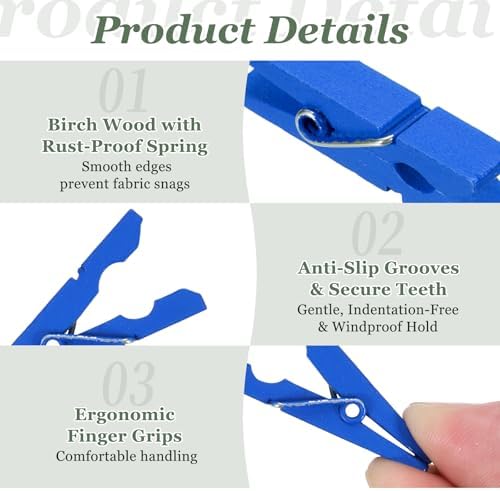 uxcell 200 Pcs Wooden Clothespins, 1.4 Inch Clothes Pins Wooden Colored Small - Image 3