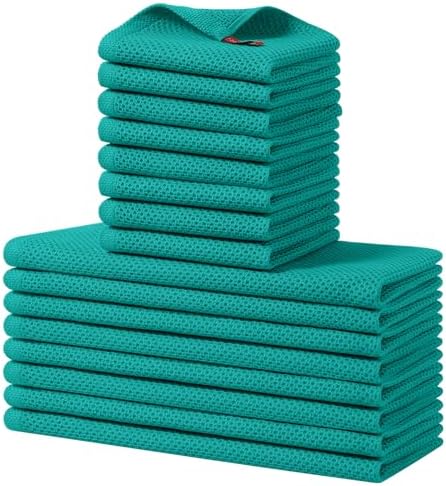 Homaxy 16 Pack 100% Cotton Kitchen Towels and Dishcloths Set by Homaxy