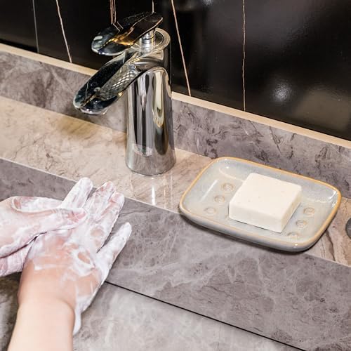 Soap Dish for Shower, Ceramic Soap Dish for Large Soap Bars, Non-Slip Soap - Image 5