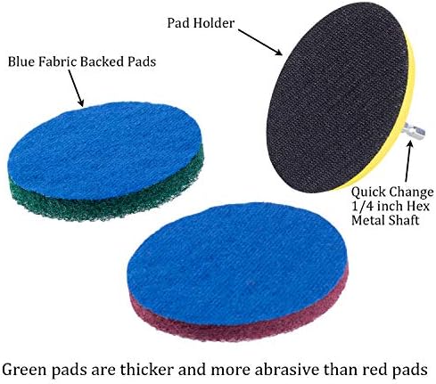 4 Inch Drill Powered Brush Tile Scrubber Scouring Pads Cleaning Kit - Image 3