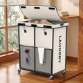 Laundry Hamper with Wheels and Lid, 225L Large Rolling Laundry Basket White by OLLDIDE