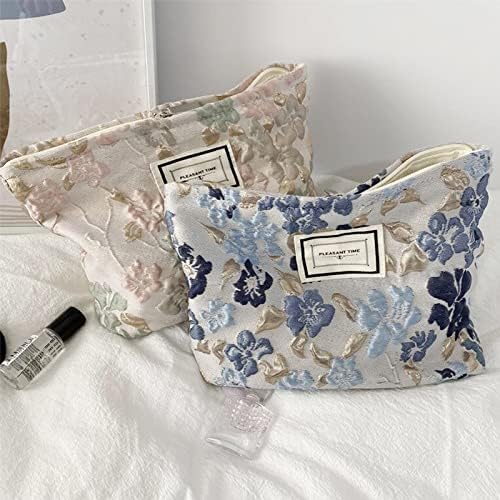 SxoSyo Flowers Makeup Bag for Women, Large Cosmetic Pouch for Purse - Image 2