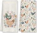 Farmhouse Chicken Rooster Kitchen Towels, Chicken Dish Towels, Rooster Decor by HUGANE
