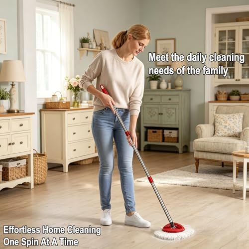 10PCS Spin Mop Replacement, 100% Microfiber, Machine Washable, 360° Rotation - Image 6