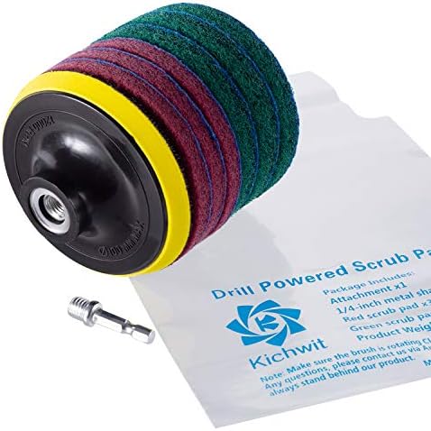4 Inch Drill Powered Brush Tile Scrubber Scouring Pads Cleaning Kit - Image 5