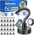 Grtard 20 Pack Black Magnetic Hooks Heavy Duty, 30LBS Strong Magnet Hooks by Grtard