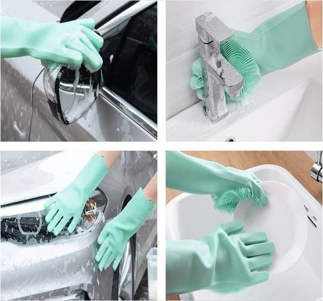 Silicone Dishwashing Gloves, Pet Grooming Rubber Scrubbing - Image 2