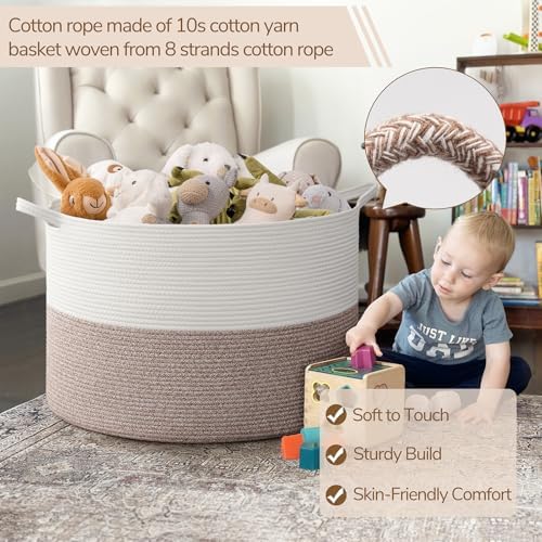 INDRESSME 115L Extra Large Woven Rope Blanket Basket Living Room - Image 3