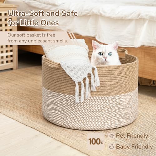 INDRESSME XXXLarge Woven Wicker Blanket Basket Living Room White Jute - Image 6
