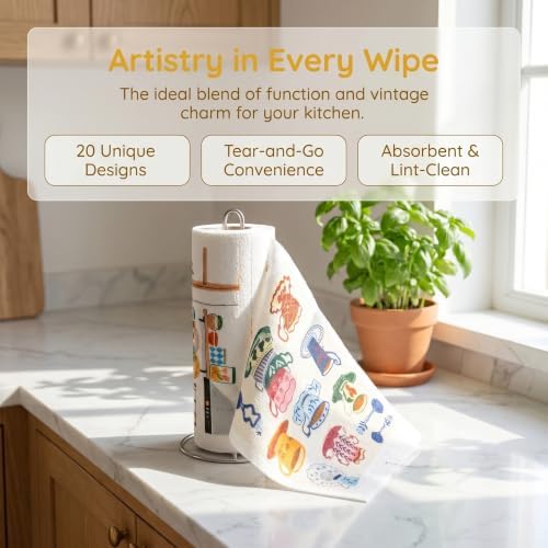 Printed Kitchen Cleaning Cloth Roll, Thick Absorbent Hand-Tear Lazy Cloth - Image 2