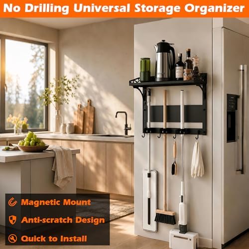 MUTUACTOR Heavy Duty Magnetic Broom Holder, Anti-slip Magnetic Tool Rack - Image 3