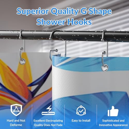 OEH Shower Curtain Hooks, Durable G Shape Silver Shower Curtain Hooks Rust Proof - Image 5