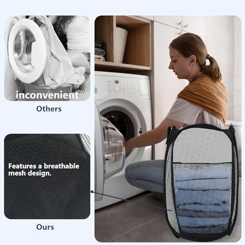 Pop Up Laundry Hamper, Mesh Laundry Basket Collapsible, Foldable Hamper - Image 5