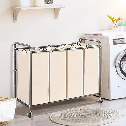 STO STO Laundry Sorter 4 Section, 4 Bag Clothes Hamper, Rolling Laundry Cart - Image 7