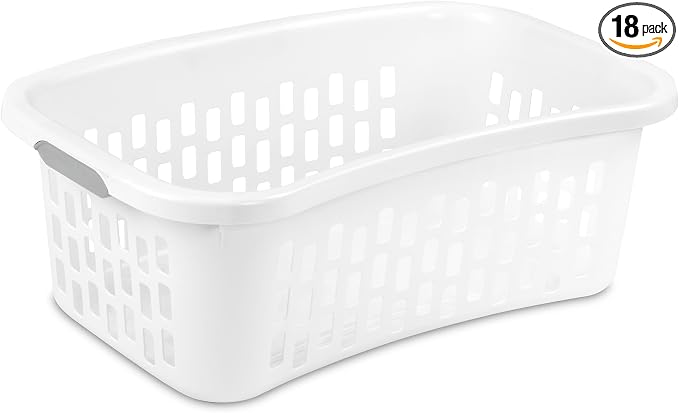 Sterilite 18 Pack HipHold Laundry Basket, Plastic Rectangle Clothes Hamper by Sterilite