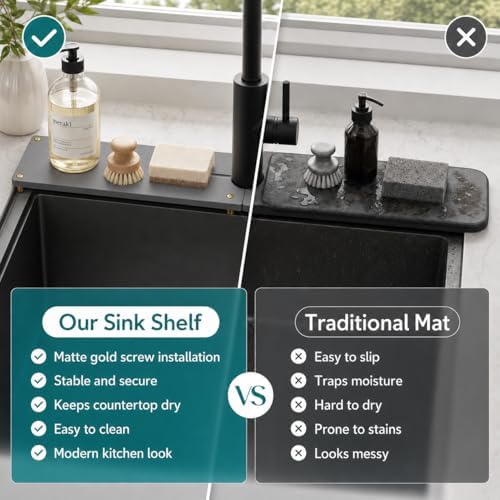 2PCS Stone Faucet Mat for Kitchen Sink, Water Absorbing Sink Tray Organizer for - Image 7