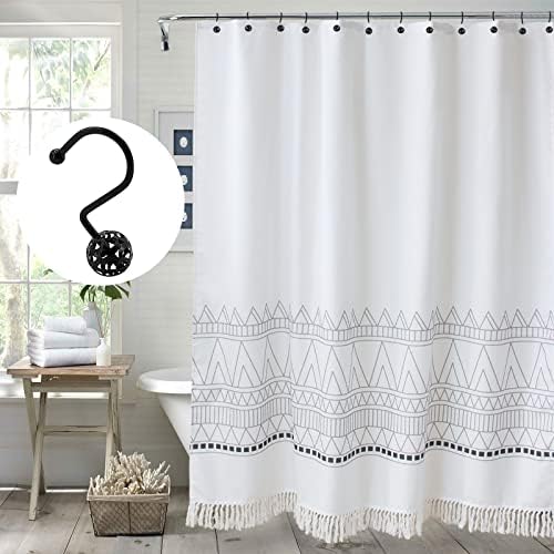 MitoVilla 24 Pcs Set Black Shower Curtain Hooks, Metal Shower Hooks - Image 2
