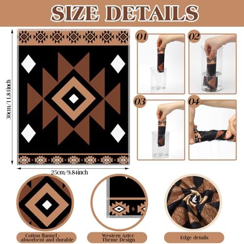 36 Pack Reusable Cloth Kitchen Paper Towels, Western Aztec - Image 4