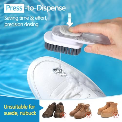 Shoe Brush, Laundry Stain Brush, Liquid Dispenser Shoe Cleaning Brush - Image 4