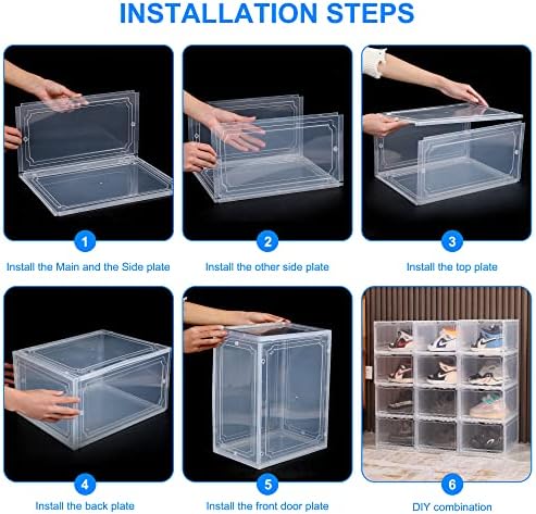 HIYOHIYO 1-Pack Clear Plastic Stackable Shoe Box Organizer, Fit US Size 14 - Image 5