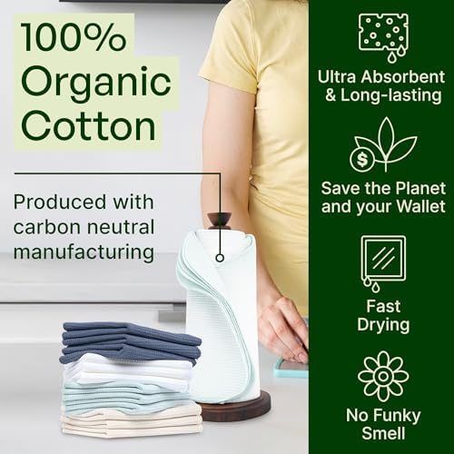 mioeco 24 Pack Reusable Kitchen Paper Towels, Organic Cleaning Cloths - Image 4