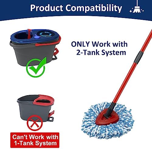 2 Pack Spin Mop Replacement Head, 1 Base, 4-Section Sturdy Iron Mop Handles - Image 3