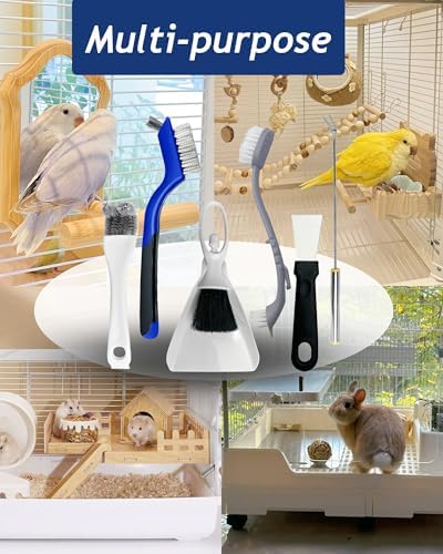 Upgrade 6PCS Cage Cleaner Set, 2-in-1 Stainless Steel Pet Cage Brush, Bird Poop - Image 6