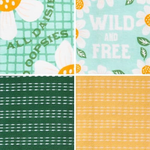 Ritz 4-Piece Kitchen Towel Set, All Daisies & Wild and Free Floral Prints - Image 2