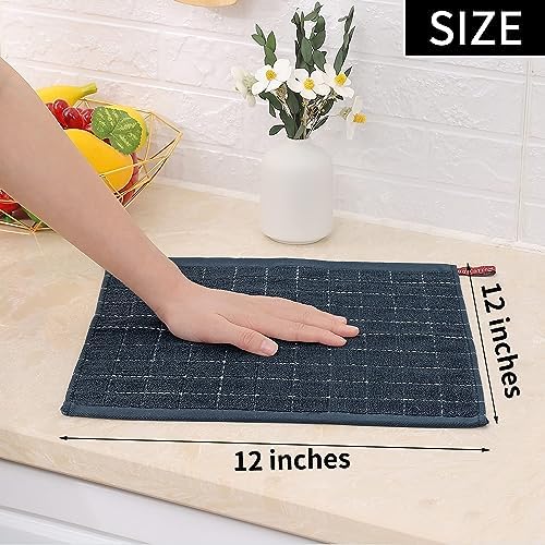 Homaxy 100% Cotton Terry Kitchen Dish Cloths, 8 Pack, Dark Grey - Image 5