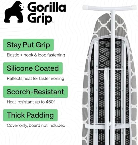 GORILLA GRIP Padded Ironing Board Cover, 15x54 Quatrefoil - Image 2
