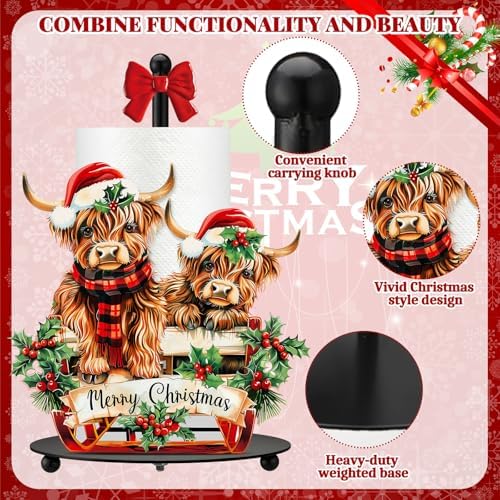 Chunful Christmas Highland Cow Paper Towel Holder - Image 5