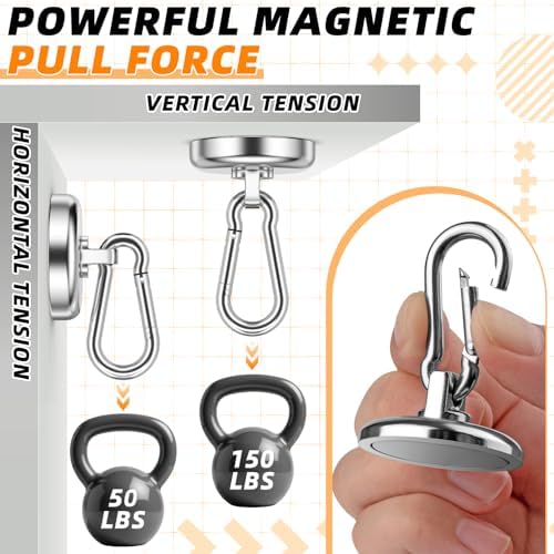 FINDMAG 150 LBS Heavy Duty Magnetic Hook, Strong Magnetic Hooks, 10 Pack - Image 7