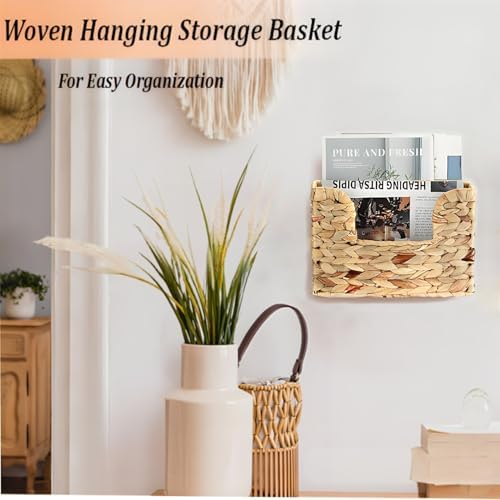 Hanging Magazine Basket, Woven Wall Magazine Holder Organizer - Image 5