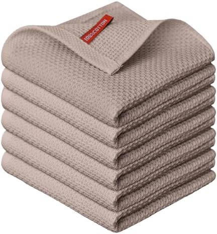 Artoid Mode 100% Cotton Brown Waffle Weave Kitchen Dish Cloths, 12x12 Inch by ArtoidMode