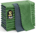 Homaxy 12 Pack Super Soft Dish Cloths, Dark Grey & Grass Green by Homaxy