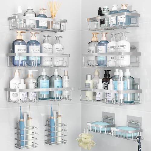 Liuoud 10 Pack Shower Caddy for Inside Shower Silver Bathroom Storage Decor by Liuoud