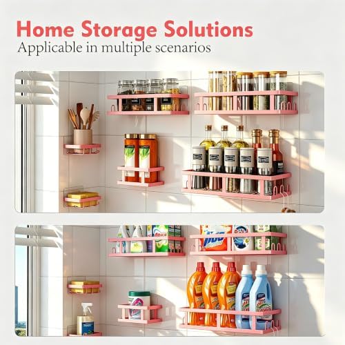 Youvip Pink Shower Caddy 6 Pack, Adhesive Shower Shelves - Image 5
