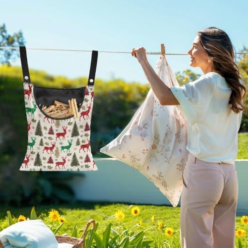 Christmas Deer Hanging Peg Bag, Heavy Duty Clothespin Storage - Image 2