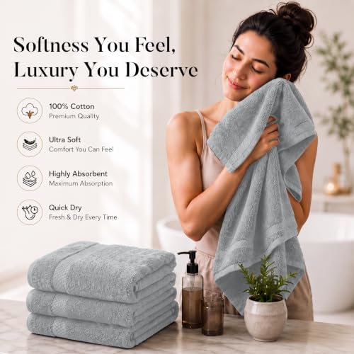 DAN RIVER 600 GSM Cotton Large Bath Towels Set of 4, 27 x 54 Inches - Image 6