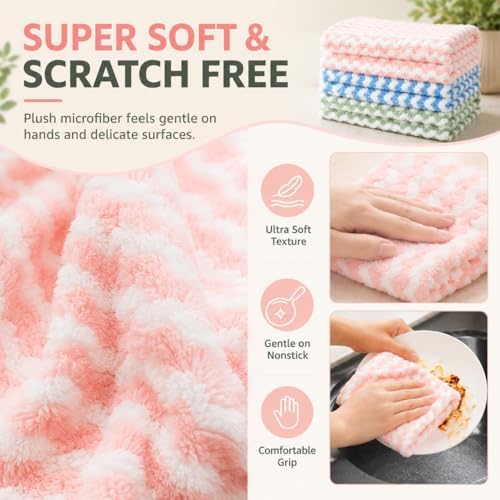 10PACK Kitchen Cleaning Cloths, Microfiber Dish Cloths: All-Purpose - Image 3