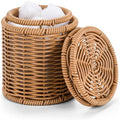 Rattan Q-tip Holder with Lid, Cotton Swab Canister by Dealpoli