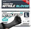 BEASTEK Black Nitrile Exam Gloves, 4 Mil, Powder-Free Food Prep Disposable by BEASTEK