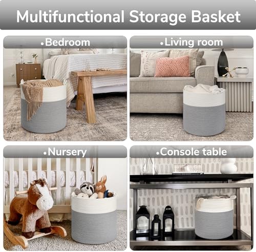 Goodpick Woven Rope Blanket Basket Living Room - Image 4
