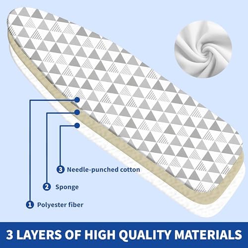 Ironing Board Cover and Pad, Thick Scorch Resistant Padding Gray Triangles - Image 2