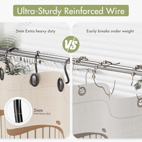 AmazerBath Black Shower Curtain Hooks, Decorative Modern Shower Curtain Hangers - Image 3