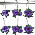 Amyhill 12 Pcs Purple Rose Shower Curtain Hooks Cute Purple Rose Decorative by Amyhill